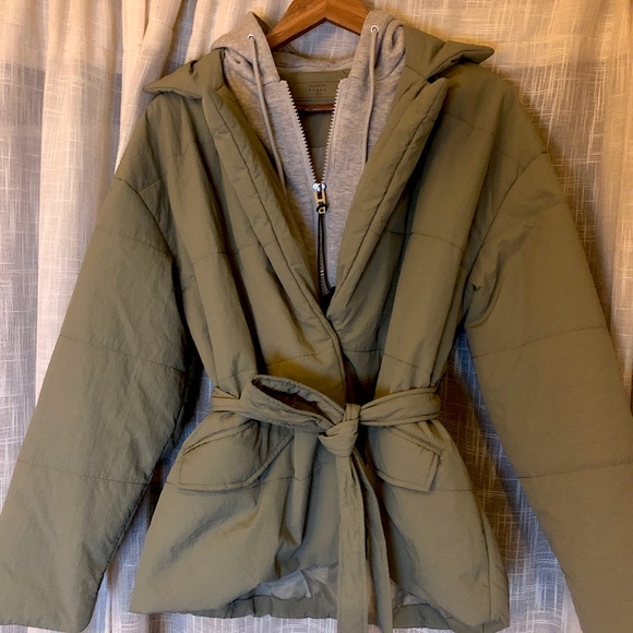 BlankNYC Hooded Quilted Wrap Jacket in Fair Shake - Picture 2 of 3